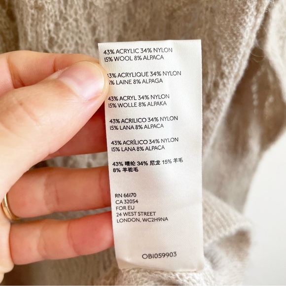 Free People Say Hello Sweater wool alpaca open knit whimsical neutral slouchy - Picture 12 of 13